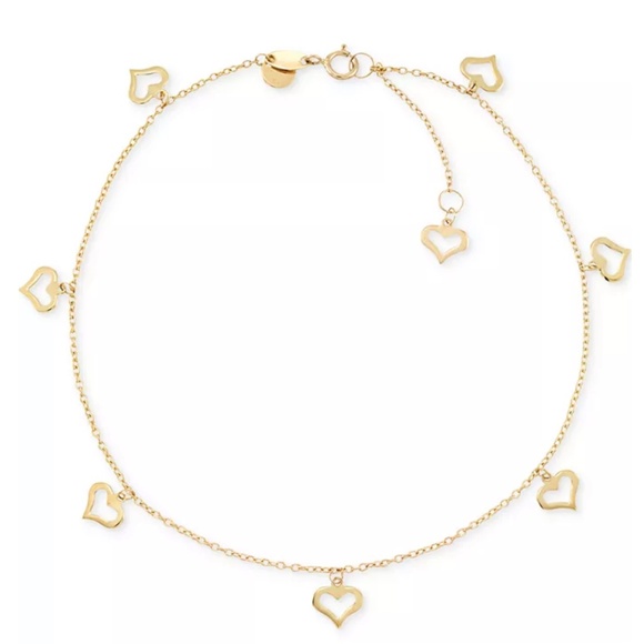 Macy's Heart Charm Anklet in 14k Gold - Picture 1 of 2